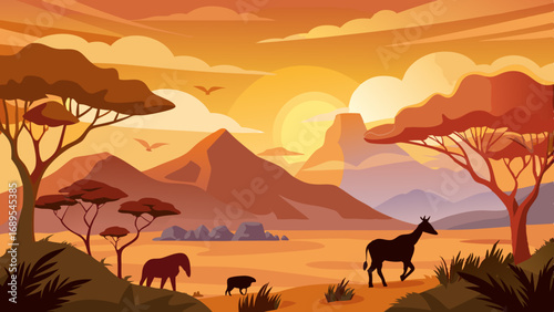 Photography african safari animal silhouette landscape scene