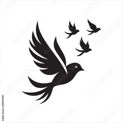 flying birds vector silhouette outline idea design illustration. flying birds icon set collections
