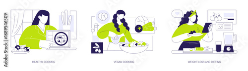 Cooking and nutrition workshop isolated cartoon vector illustrations se