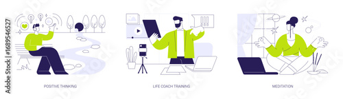 Self-improvement coaching isolated cartoon vector illustrations se