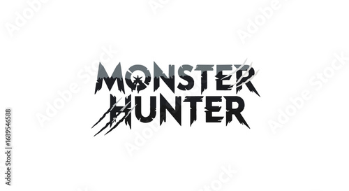 Distressed grunge typography vector graphic with fragmented lettering and claw scratches, ideal for Halloween design assets.