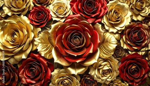 Ornate gold and red roses