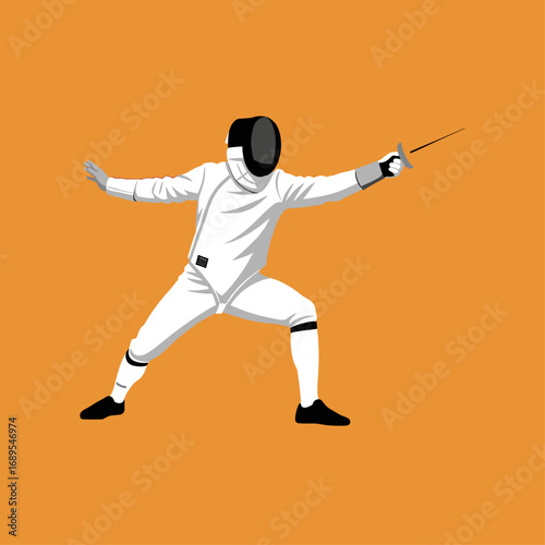 A fenching player icon logo flat vector design