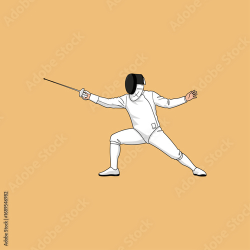 A fencing player icon logo flat vector design