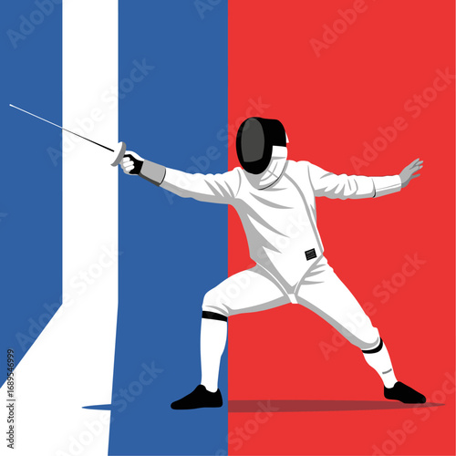 A fenching player icon logo flat vector design