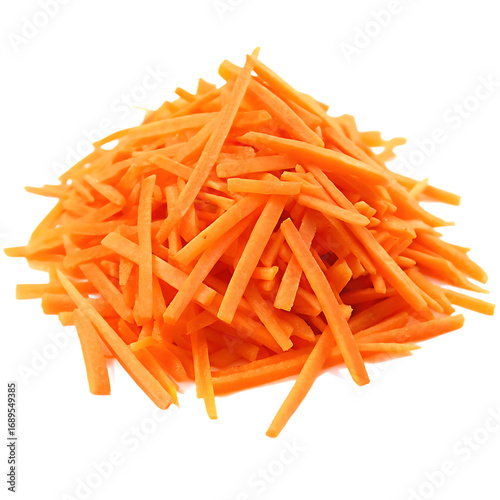 Freshly Grated Carrots in a Pile Isolated on White shredded julienned isolated on a transparent background