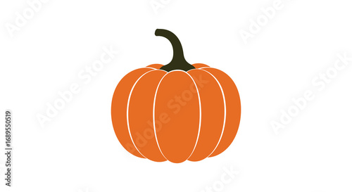 a vibrant orange pumpkin with green stem on white background