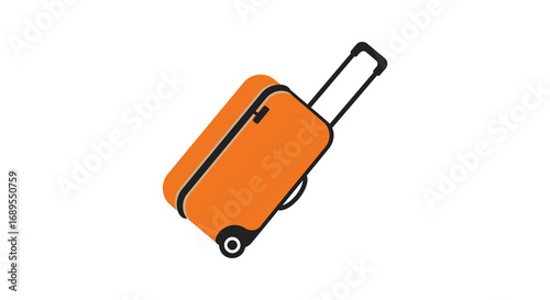 a vibrant orange suitcase with wheels and handle extended