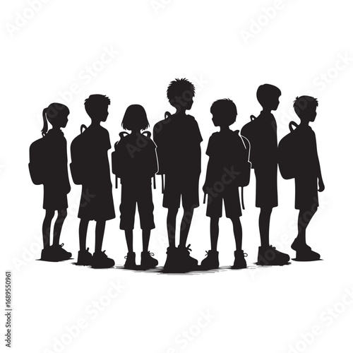 school kids with backpacks vector idea illustration