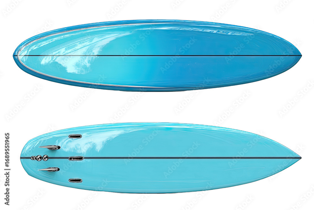 Obraz premium Two surfboard top views, light blue gradient