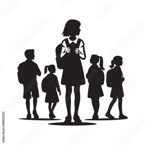 school kids with backpacks vector idea illustration