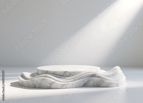 Marble podium with light isolated on white background