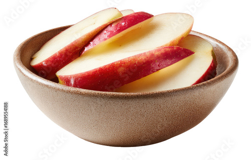 Sliced red apples in a shallow bowl