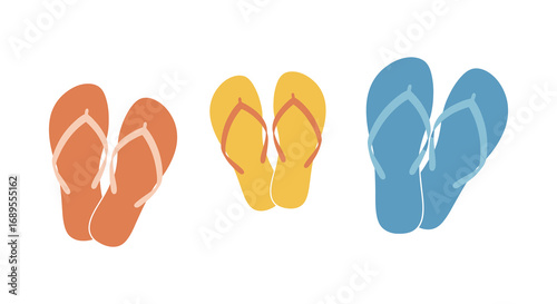 colorful flip flops arranged neatly in a row