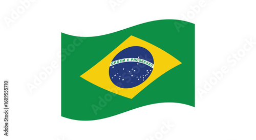brazilian flag waving with green yellow blue colors