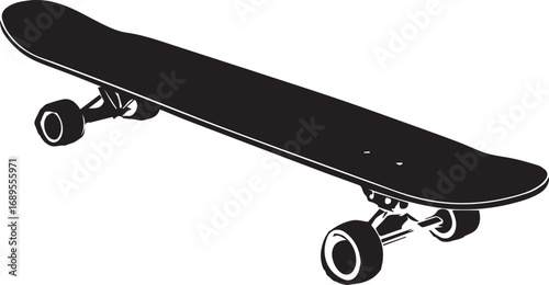 A realistic 3D illustration of a wooden skateboard, an extreme sport equipment object, isolated on a white background