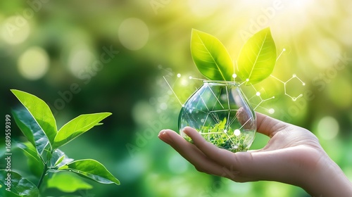 Chemistry environmental sustainability biochemist analyzing plant based materials eco friendly research scene