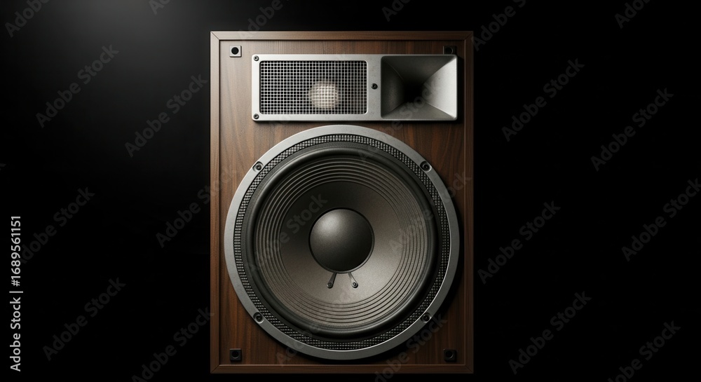 Fototapeta premium Vintage Wooden Loudspeaker System for Immersive Audio Experiences