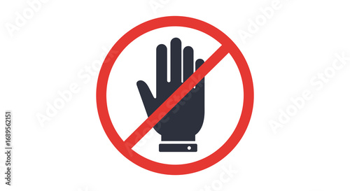 prohibited hand gesture warning symbol red circle slash