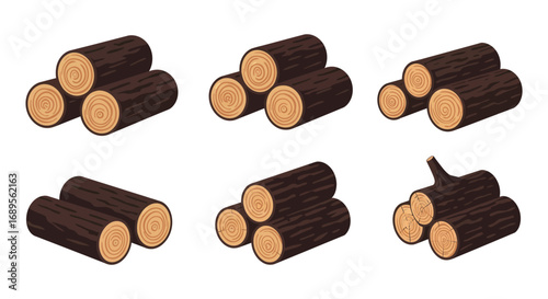 stacks of cut logs arranged neatly in rows