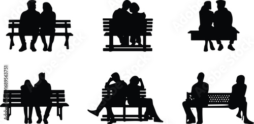 Here’s your SEO-optimized Adobe Stock metadata for the couples-on-bench silhouette illustration, formatted exactly for your workflow.