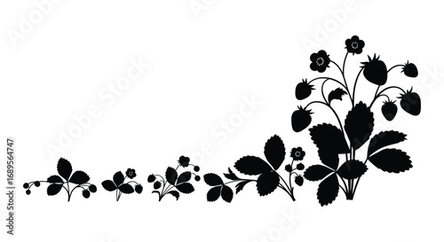 a corner filled with black silhouettes of strawberries and leaves