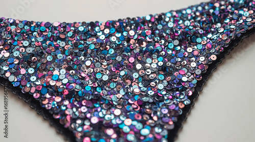 Colorful sequined fabric close-up