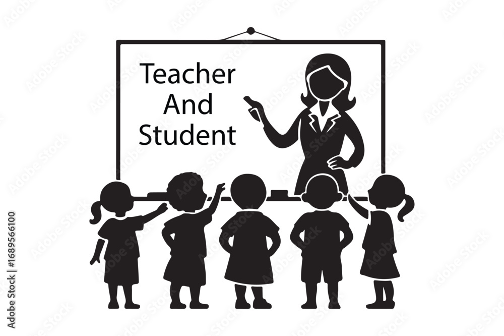 Fototapeta premium Teacher instructing young students in a classroom setting