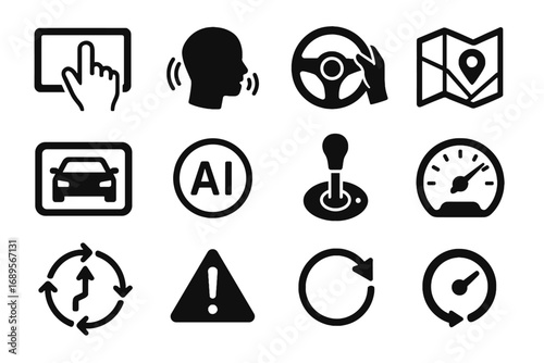 Override selector interface steering command indicator ai vector icon view driver speed
