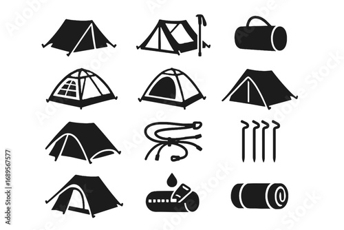 Icon mesh trekking vector stakes tent lightweight adjustable waterproof vestibule setup
