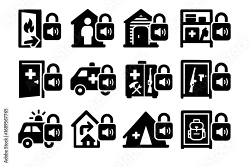 Route emergency vector voice triage icon emer room police disaster lock