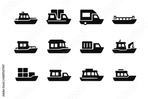 Icon transport vector nano mover shuttle cargo micro delivery bay boat