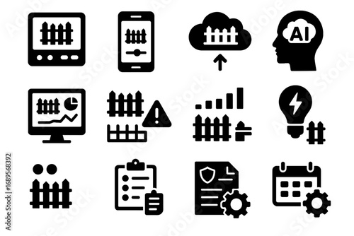 Icon smart control vector icons logs status automated management monitoring fence app