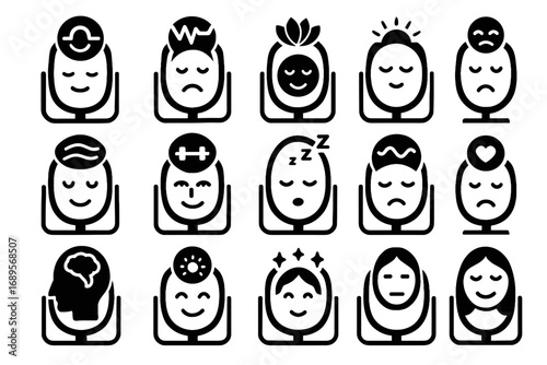 Emotion mirrors mood monitoring improvement positive vector guide mirror icon therapeutic anxiety