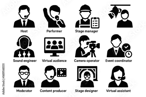 Engineer audience vector icon virtual icons stage assistant manager operator lighting host