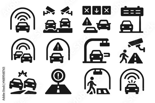 Alerts icon toll control icons vector signs limit dynamic tunnel smart monitors