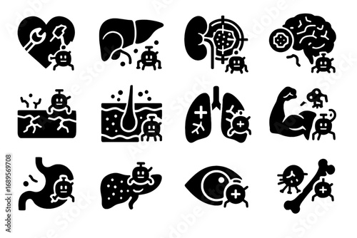 Icon vector doctor skin treatment pancreas muscle healing filter vessel regrowth nano