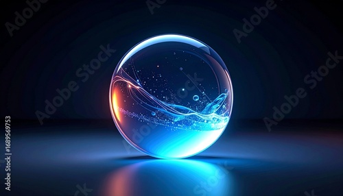 crystal ball on black background