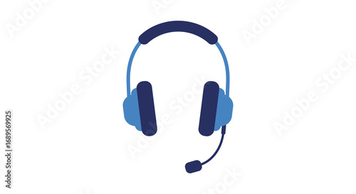 a blue headset with microphone for communication purposes