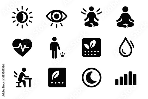 Icons vector tracker grid icon standing calm relief rhythm mindfulness light sync