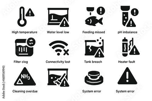 Smart symbol fault system cleaning emergency icon indicator alert aquarium vector spike