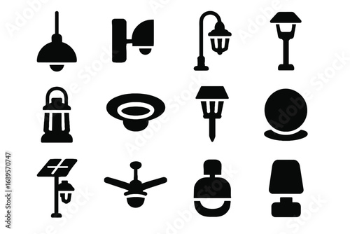 Ceiling solar lamp post icon light spike vector fan sconce eco