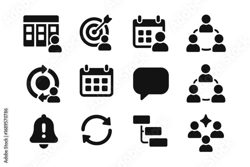 Planner group icon meeting shared team role tracker badge vector ai