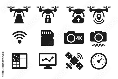 Gps drone signal icon vector pad icons data dial upload system rate
