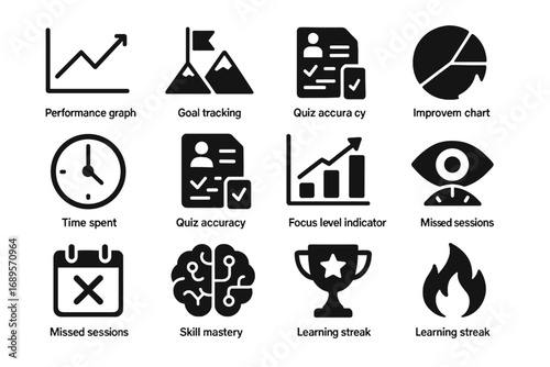 Bars sessions level spent vector trophy time learning tutor skill ai icon