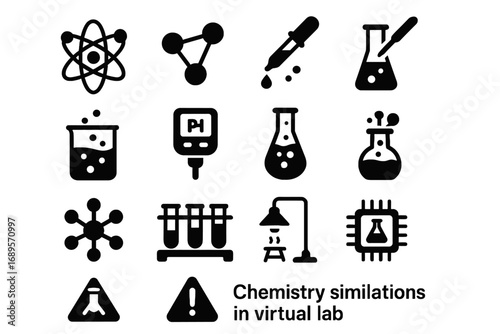Fume bond chemistry alert meter set vector test ph dropper icon reaction