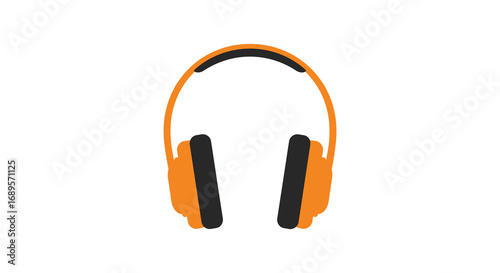 a pair of bright orange headphones with black ear cushions