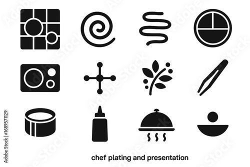 Icon virtual chef bottle vector drizzle edible shape division portion symbol symmetry