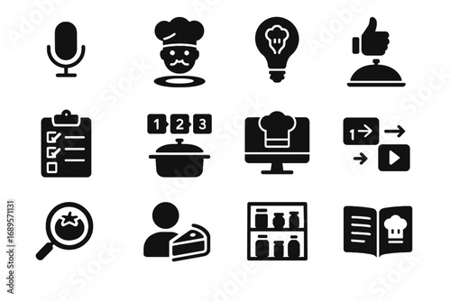 Dashboard vector virtual icon bubble tile lens chef input taste cooking thumbs