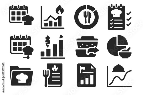 Meal ingredient node pad symbol graph vector plan virtual planning folder icon
